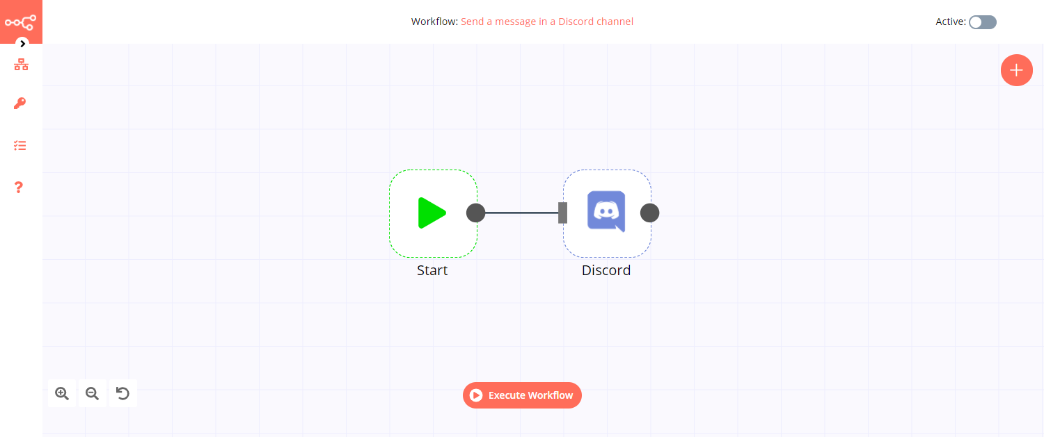 A workflow with the Discord node