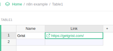 Table in an example Grist document